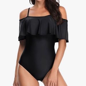 Tempt Me Women's One Piece Swimsuit Vintage Off Shoulder Ruffled Bathing Suits